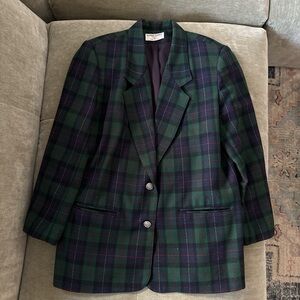 Alfred Dunner Plaid/Tartan Blazer with Silver Buttons
